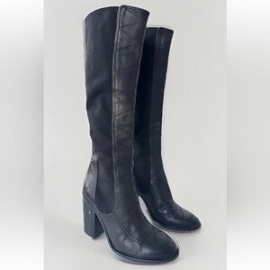 Laurence Dacade Moto Quilted Leather Suede Tall Heel Boots Shoes Size 37